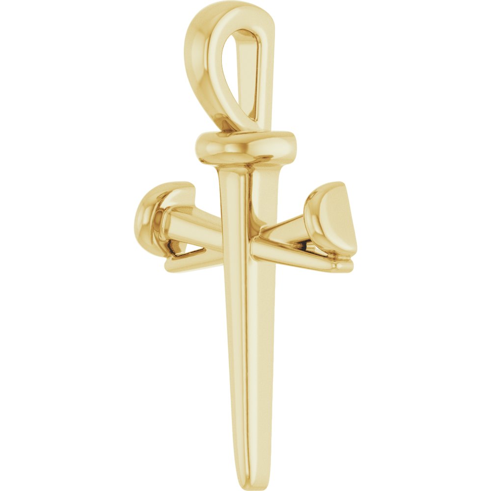 14K Yellow Gold Nail Cross Pendant