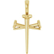 14K Yellow Gold Nail Cross Pendant