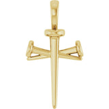 14K Yellow Gold Nail Cross Pendant