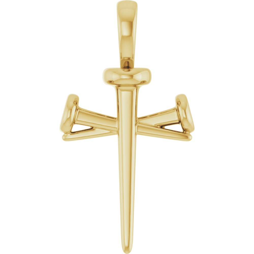 14K Yellow Gold Nail Cross Pendant