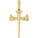 14K Yellow Gold Nail Cross Pendant