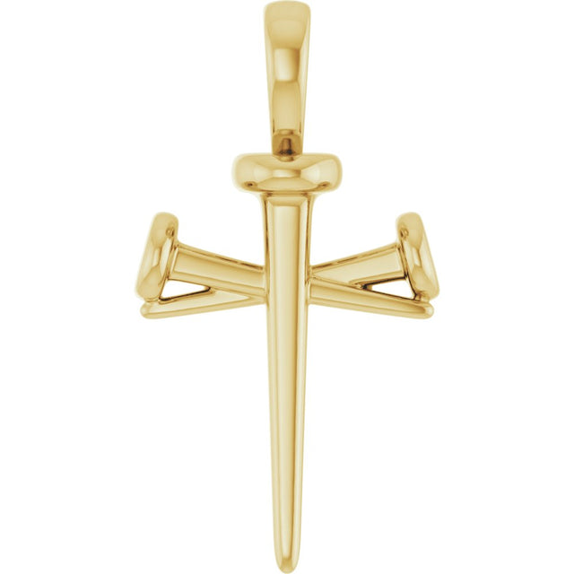 14K Yellow Gold Nail Cross Pendant