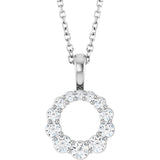 14K White Gold 1/3 CTW Lab-Grown Diamond Graduated Circle 16-18" Necklace