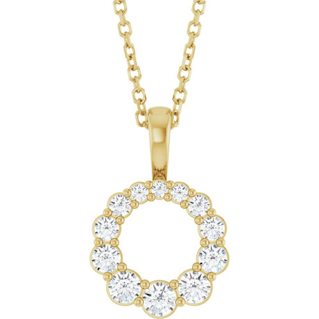 14K Yellow Gold 1/3 CTW Lab-Grown Diamond Graduated Circle 16-18" Necklace