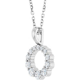 14K White Gold 1/3 CTW Lab-Grown Diamond Graduated Circle 16-18" Necklace