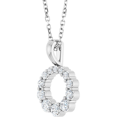 14K White Gold 1/3 CTW Lab-Grown Diamond Graduated Circle 16-18" Necklace