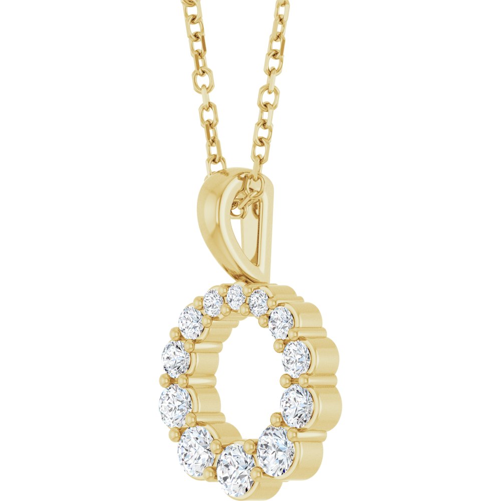 14K Yellow Gold 1/3 CTW Lab-Grown Diamond Graduated Circle 16-18" Necklace
