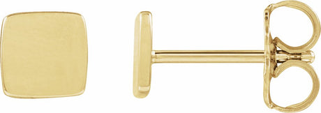 14K Yellow Gold 5 mm Engravable Geometric Stud Earrings