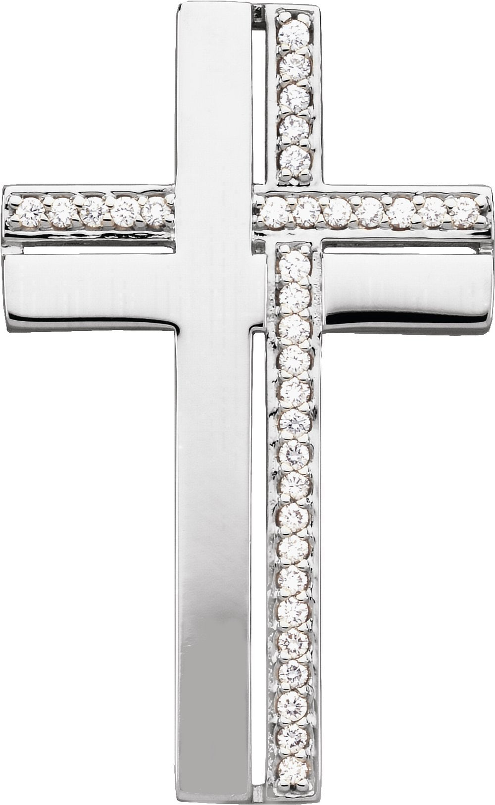 14K White Gold 1/4 CTW Natural Diamond Cross Pendant