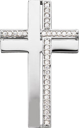 14K White Gold 1/4 CTW Natural Diamond Cross Pendant