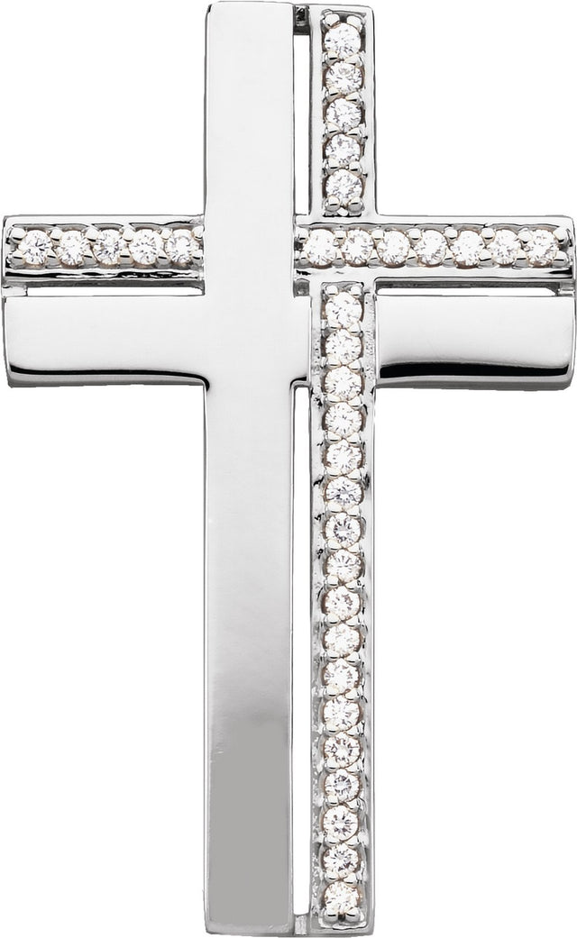 14K White Gold 1/4 CTW Natural Diamond Cross Pendant