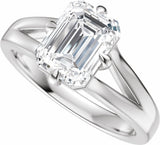 14K White Gold 9x7 mm  Emerald Engagement Ring Mounting