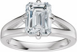 14K White Gold 9x7 mm  Emerald Engagement Ring Mounting