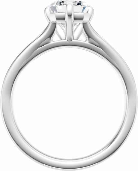14K White Gold 9x7 mm  Emerald Engagement Ring Mounting