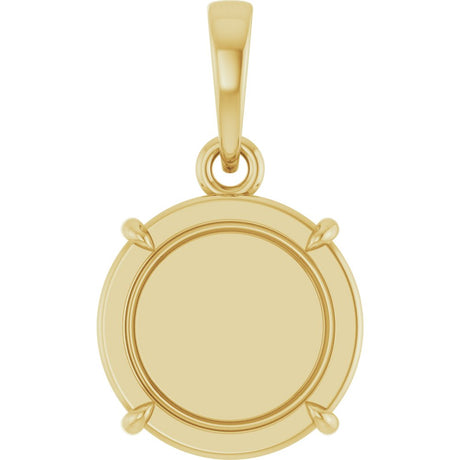 14K Yellow Gold Engravable Round Pendant