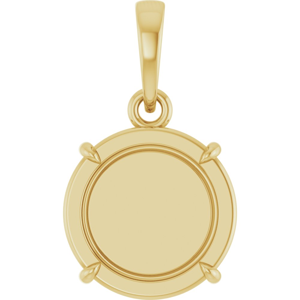 14K Yellow Gold Engravable Round Pendant