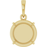 14K Yellow Gold Engravable Round Pendant