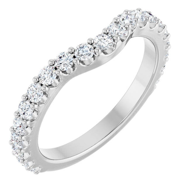 14K White Gold 1/2 CTW Natural Diamond Contour Band