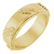 14K Yellow Gold 5 mm Stepped-Edge Floral Flat Band Size 7