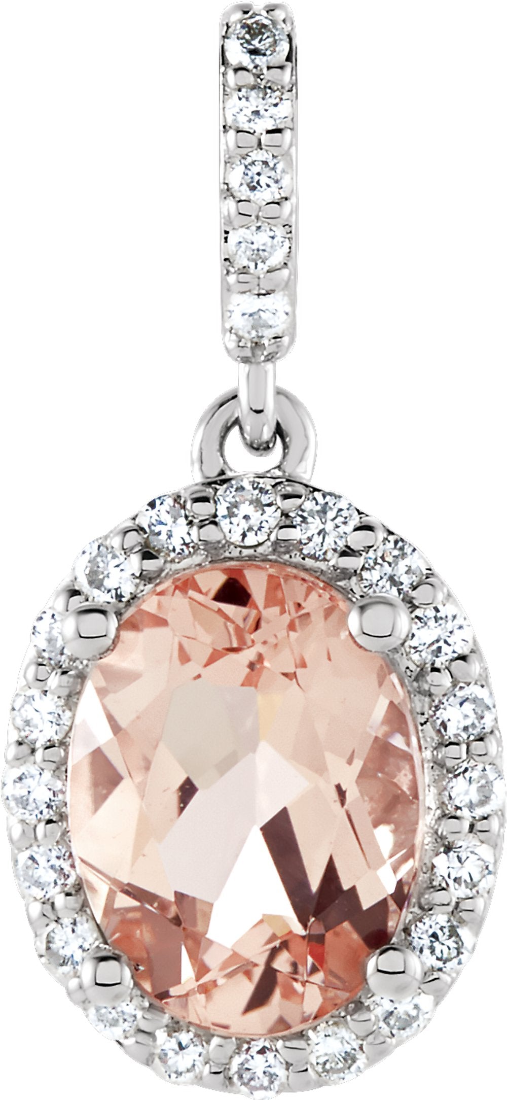 14K White Natural Pink Morganite & 1/6 CTW Natural Diamond Pendant