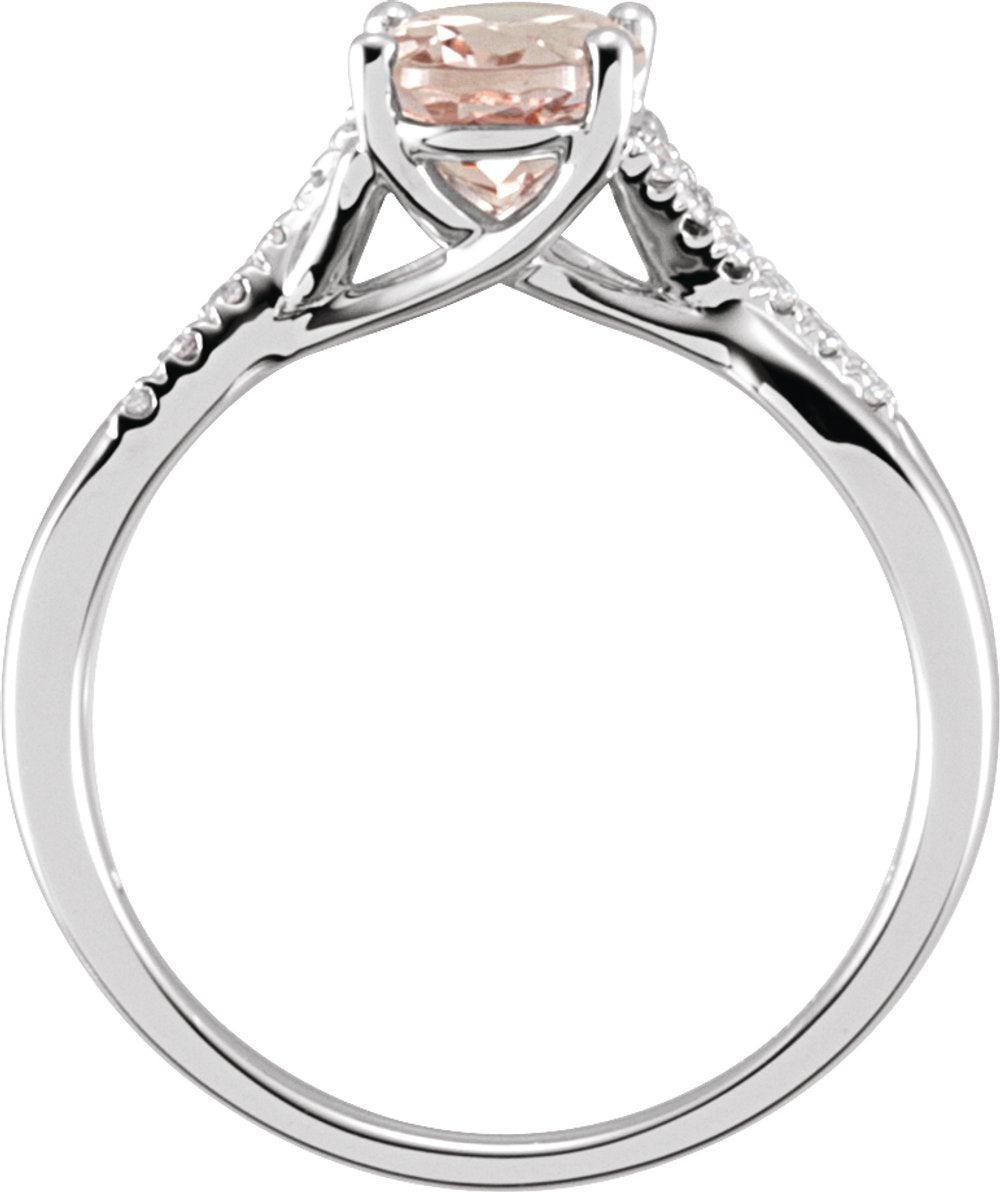 14K White Natural Pink Morganite & .06 CTW Natural Diamond Ring Size 7