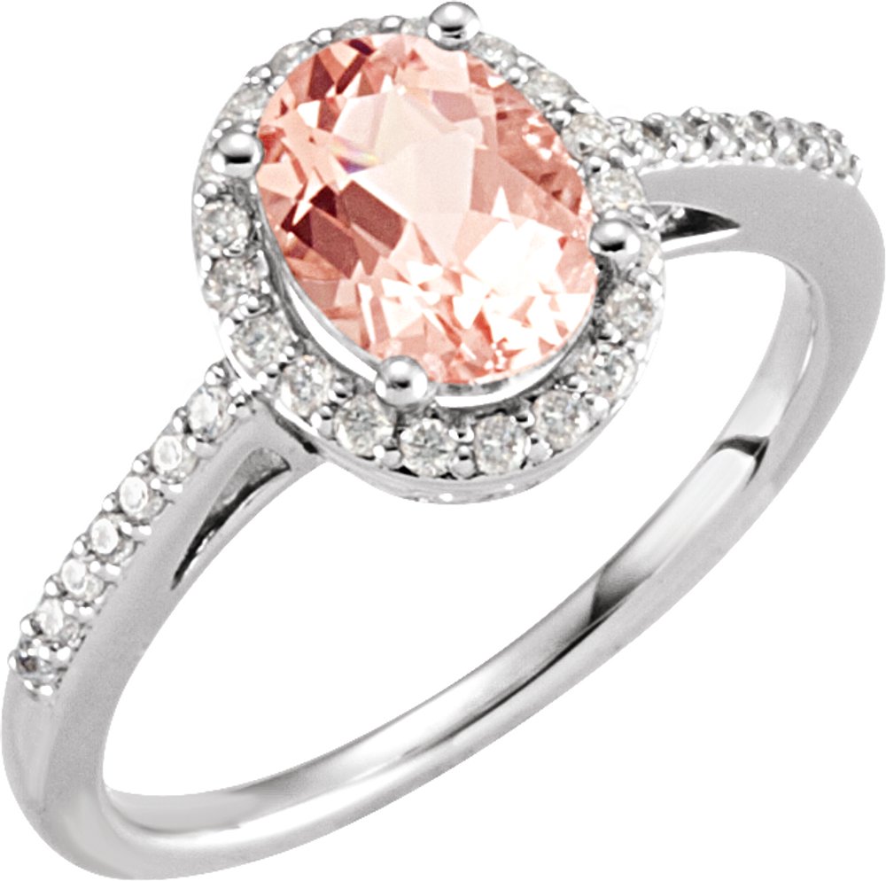 14K White Natural Morganite & 1/5 CTW Natural Diamond Ring