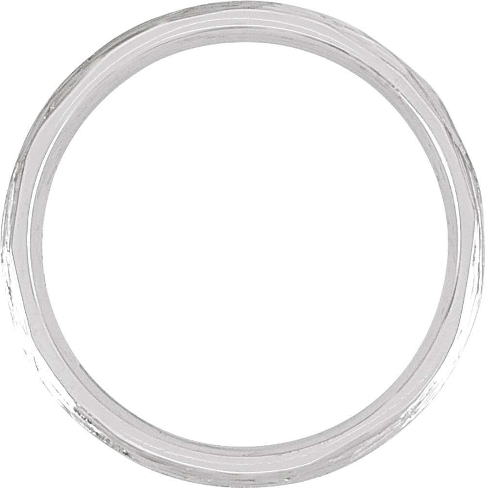 14K White Gold 4 mm Tree Bark-Inspired Comfort-Fit Flat Band Size 9