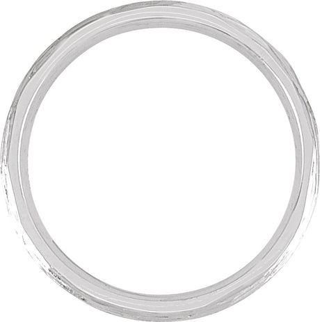 14K White Gold 4 mm Tree Bark-Inspired Comfort-Fit Flat Band Size 9