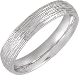 14K White Gold 4 mm Tree Bark-Inspired Comfort-Fit Flat Band Size 9