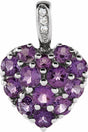 14K White Natural Amethyst & .01 CTW Natural Diamond Heart Pendant