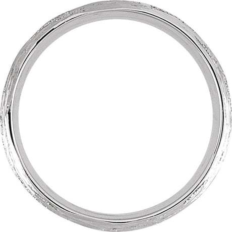 14K White Gold 7 mm Tree Bark-Inspired Comfort-Fit Flat Band Size 10