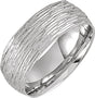 14K White Gold 7 mm Tree Bark-Inspired Comfort-Fit Flat Band Size 10