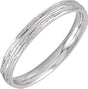 14K White Gold 3 mm Tree Bark-Inspired Comfort-Fit Flat Band Size 7