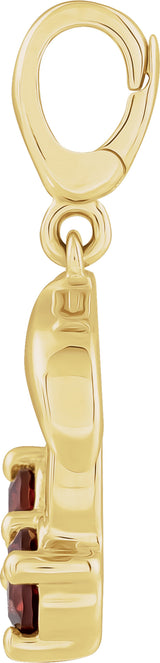 14K Yellow Gold Natural Mozambique Garnet Two-Stone Cherry Charm/Pendant
