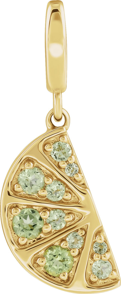 14K Yellow Gold Natural Peridot Lime Wedge Charm/Pendant