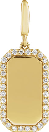 14K Yellow Gold Engravable 1/6 CTW Natural Diamond Dog Tag Charm/Pendant