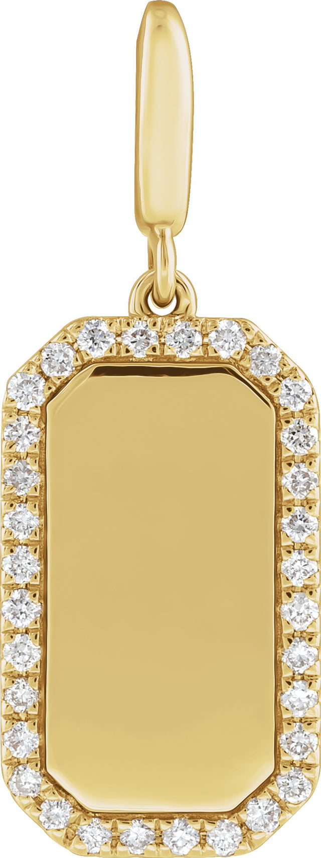 14K Yellow Gold Engravable 1/6 CTW Natural Diamond Dog Tag Charm/Pendant