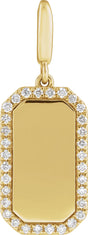 14K Yellow Gold Engravable 1/6 CTW Natural Diamond Dog Tag Charm/Pendant