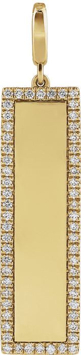 14K Yellow Gold Engravable 1/3 CTW Natural Diamond Bar Charm/Pendant