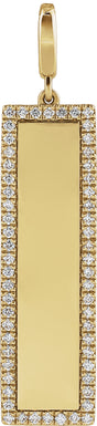 14K Yellow Gold Engravable 1/3 CTW Natural Diamond Bar Charm/Pendant