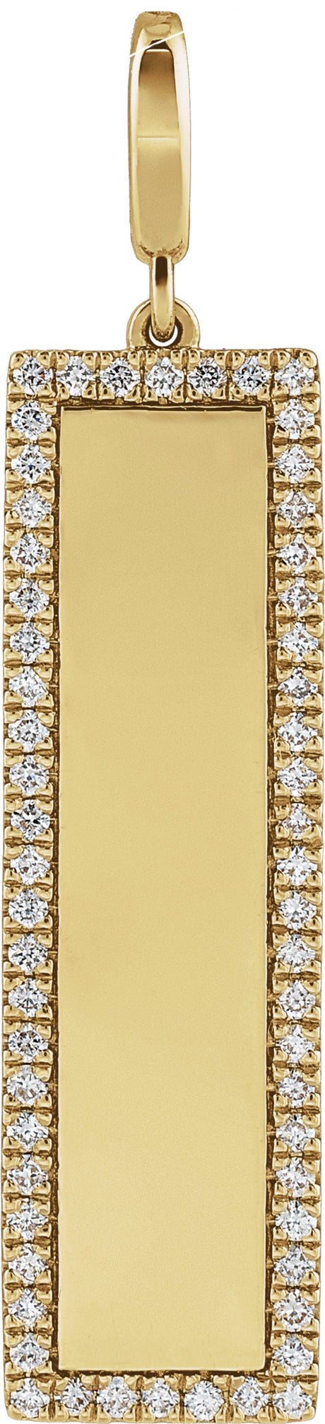14K Yellow Gold Engravable 1/3 CTW Natural Diamond Bar Charm/Pendant