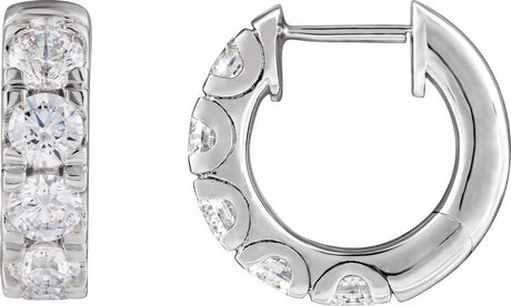 14K White Gold 1 7/8 CTW Lab-Grown Diamond Hinged 14.7 mm Hoop Earrings