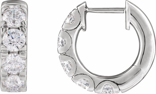 14K White Gold 1 7/8 CTW Lab-Grown Diamond Hinged 14.7 mm Hoop Earrings