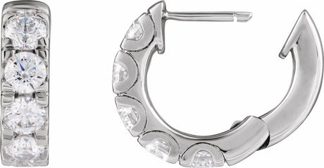 14K White Gold 1 7/8 CTW Lab-Grown Diamond Hinged 14.7 mm Hoop Earrings