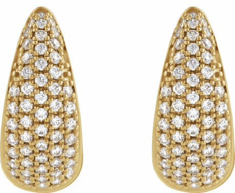 14K Yellow Gold 1/2 CTW Natural Diamond Hinged 14.75 mm Hoop Earrings