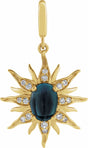 14K Yellow Gold Natural London Blue Topaz & 1/10 CTW Natural Diamond Sun Charm/Pendant
