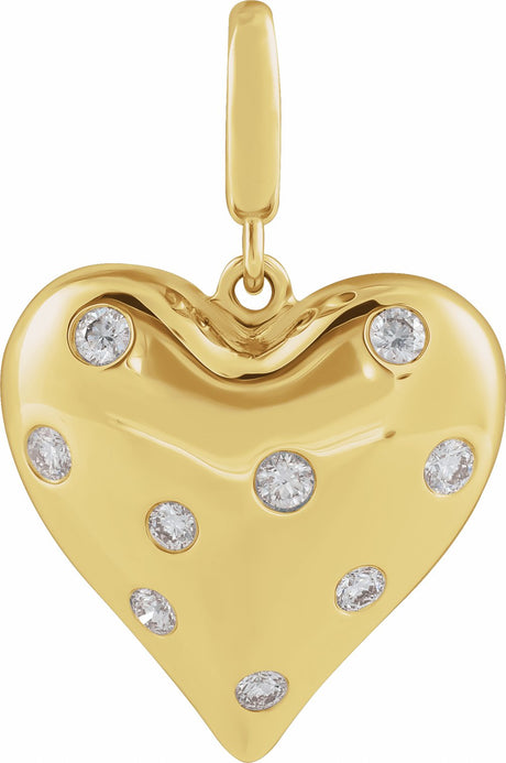 14K Yellow Gold 1/6 CTW Natural Diamond Puffed Heart Charm/Pendant