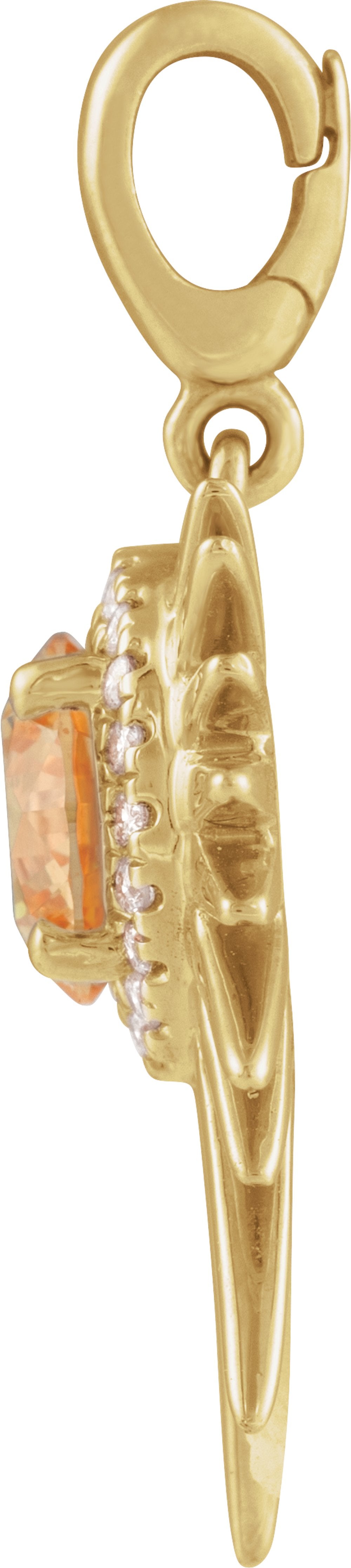 14K Yellow Gold Natural Citrine & 1/10 CTW Natural Diamond Halo-Style Sun Charm/Pendant