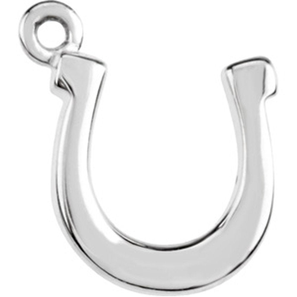 14K White Horseshoe Dangle