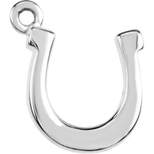 14K White Horseshoe Dangle